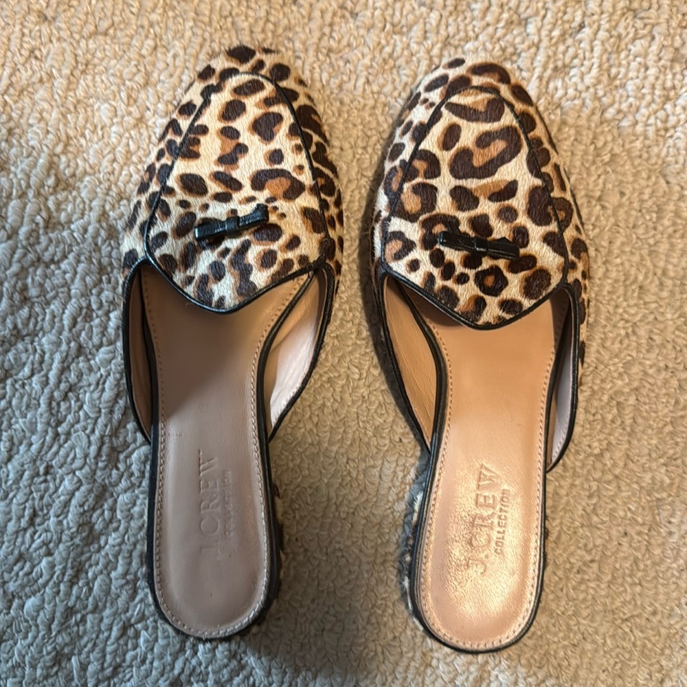 J Crew Leopard Mules